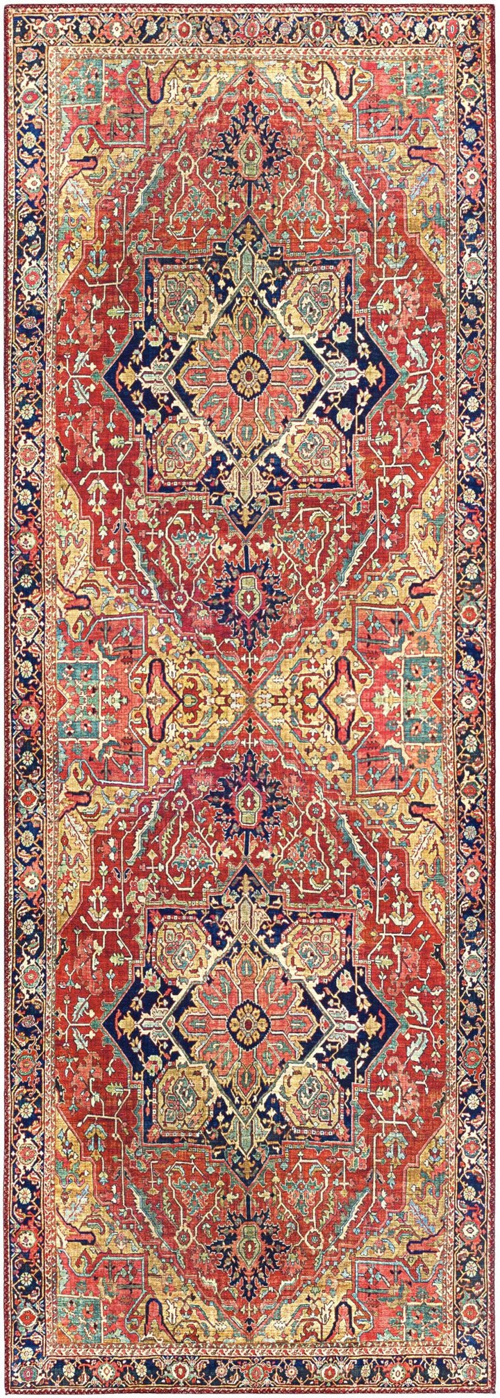 Whittingham Rust And Blue Traditional Heriz Design Area Rug - The Rug Decor