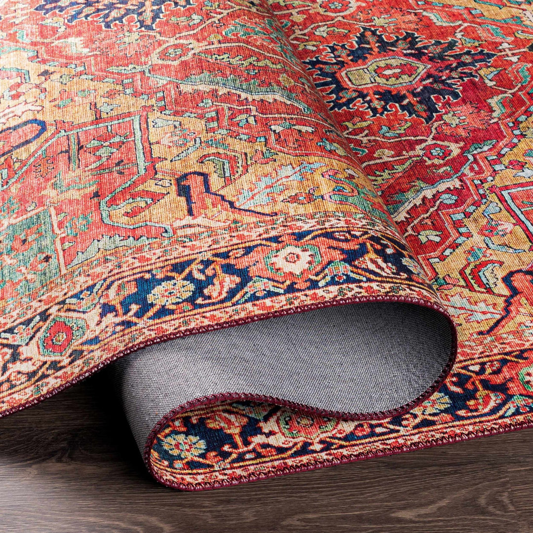 Whittingham Rust And Blue Traditional Heriz Design Area Rug - The Rug Decor