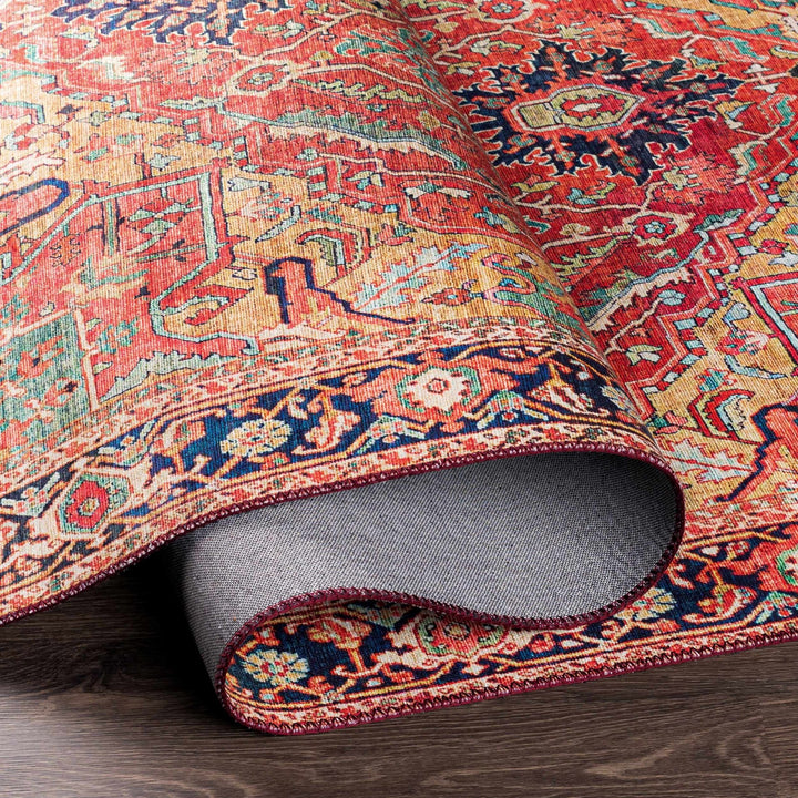 Whittingham Rust And Blue Traditional Heriz Design Area Rug - The Rug Decor