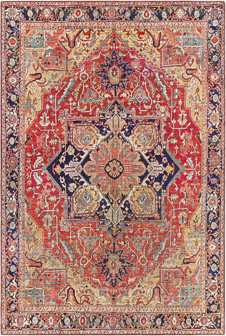 Whittingham Rust And Blue Traditional Heriz Design Area Rug - The Rug Decor