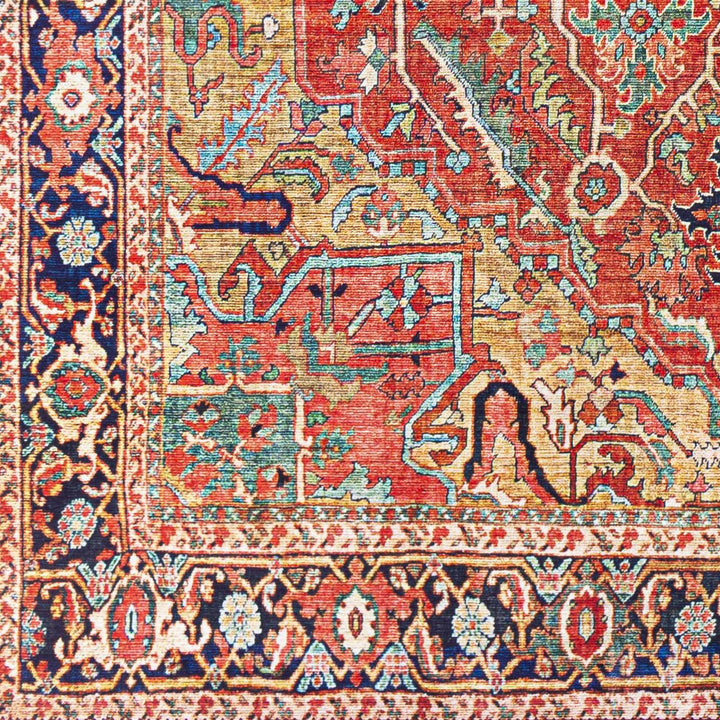 Whittingham Rust And Blue Traditional Heriz Design Area Rug - The Rug Decor