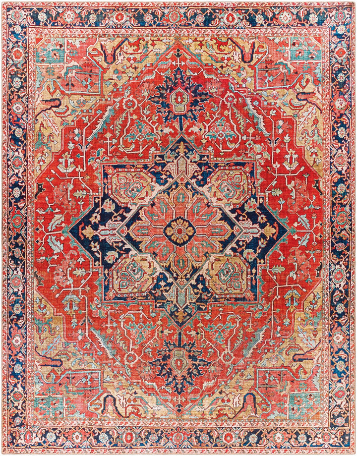 Whittingham Rust And Blue Traditional Heriz Design Area Rug - The Rug Decor