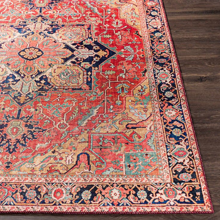 Whittingham Rust And Blue Traditional Heriz Design Area Rug - The Rug Decor