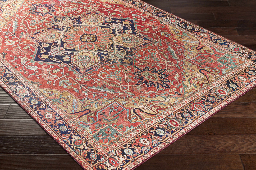 Whittingham Rust And Blue Traditional Heriz Design Area Rug - The Rug Decor
