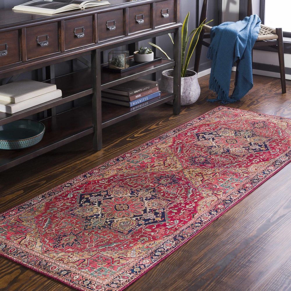 Whittingham Rust And Blue Traditional Heriz Design Area Rug - The Rug Decor