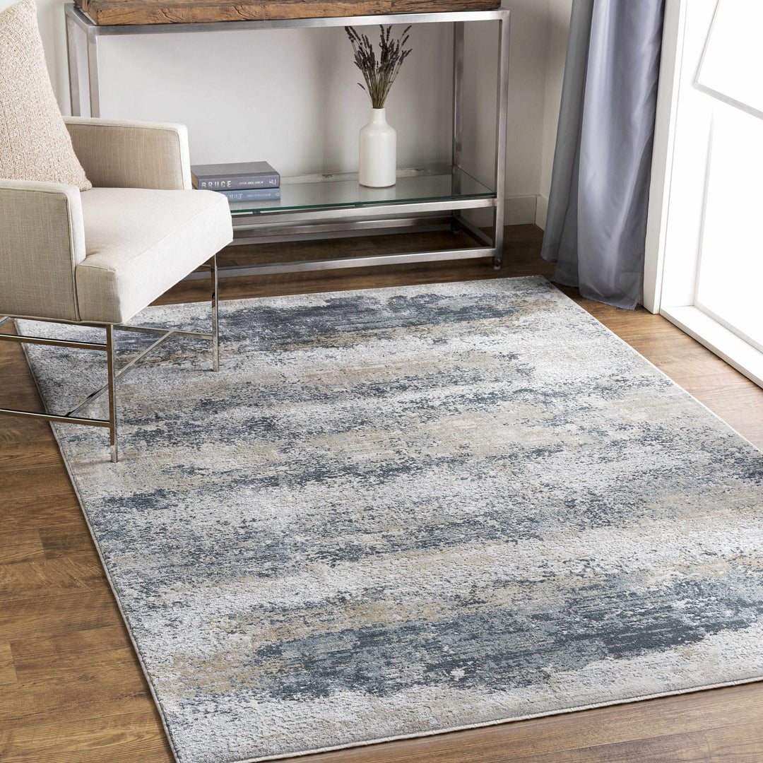 Gray Modern Abstract Machine Woven Rug