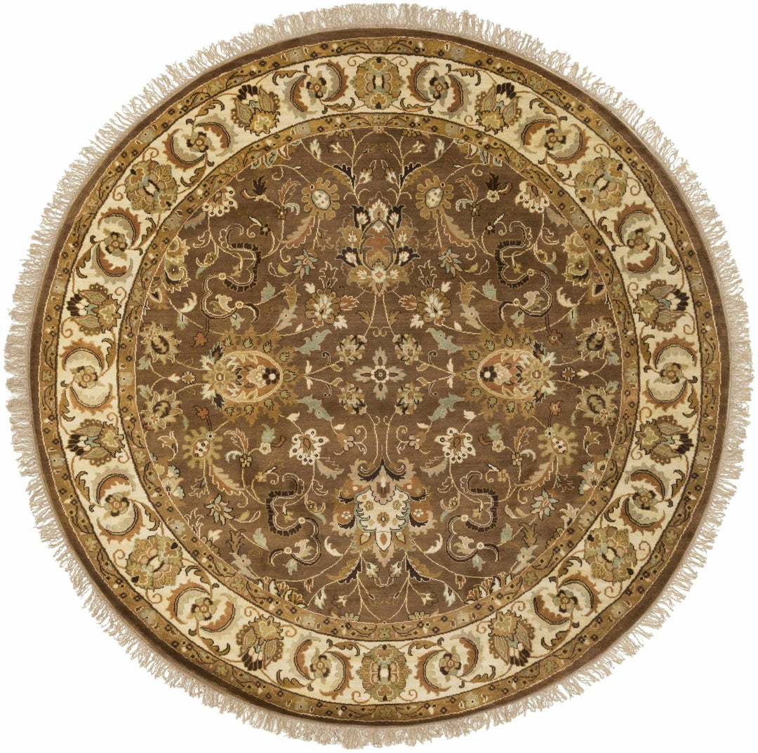 Wiseman Traditional Floral Design Brown Hand Knotted Area Rug - The Rug Decor