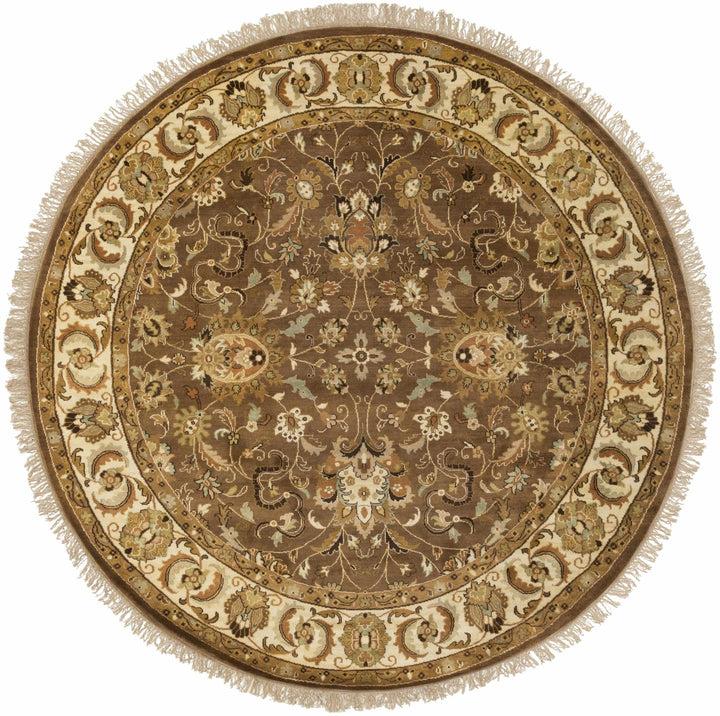 Wiseman Traditional Floral Design Brown Hand Knotted Area Rug - The Rug Decor