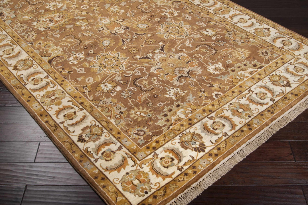Wiseman Traditional Floral Design Brown Hand Knotted Area Rug - The Rug Decor