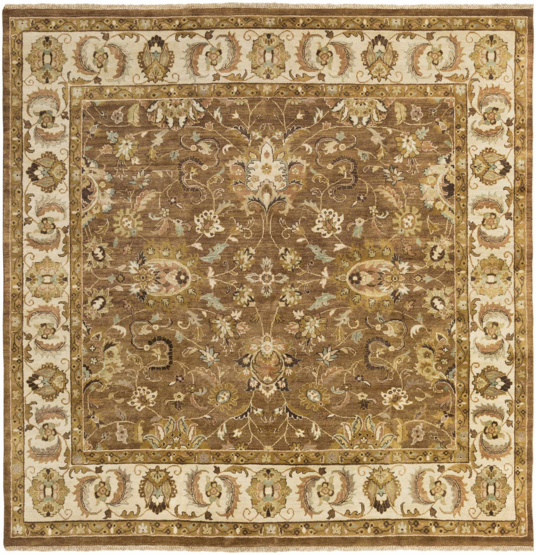 Wiseman Traditional Floral Design Brown Hand Knotted Area Rug - The Rug Decor