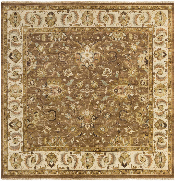 Wiseman Traditional Floral Design Brown Hand Knotted Area Rug - The Rug Decor