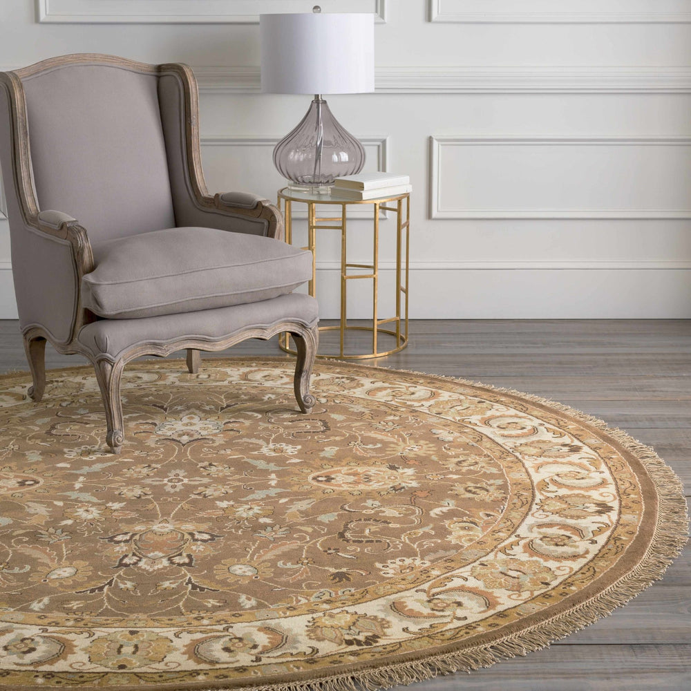 Wiseman Traditional Floral Design Brown Hand Knotted Area Rug - The Rug Decor