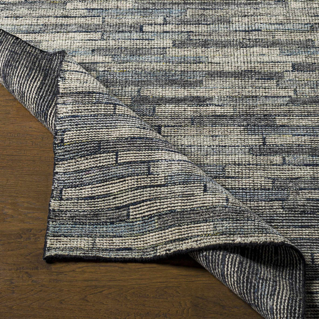 Willmar Blue And Charcoal Modern Style Hand Knotted Area Rug