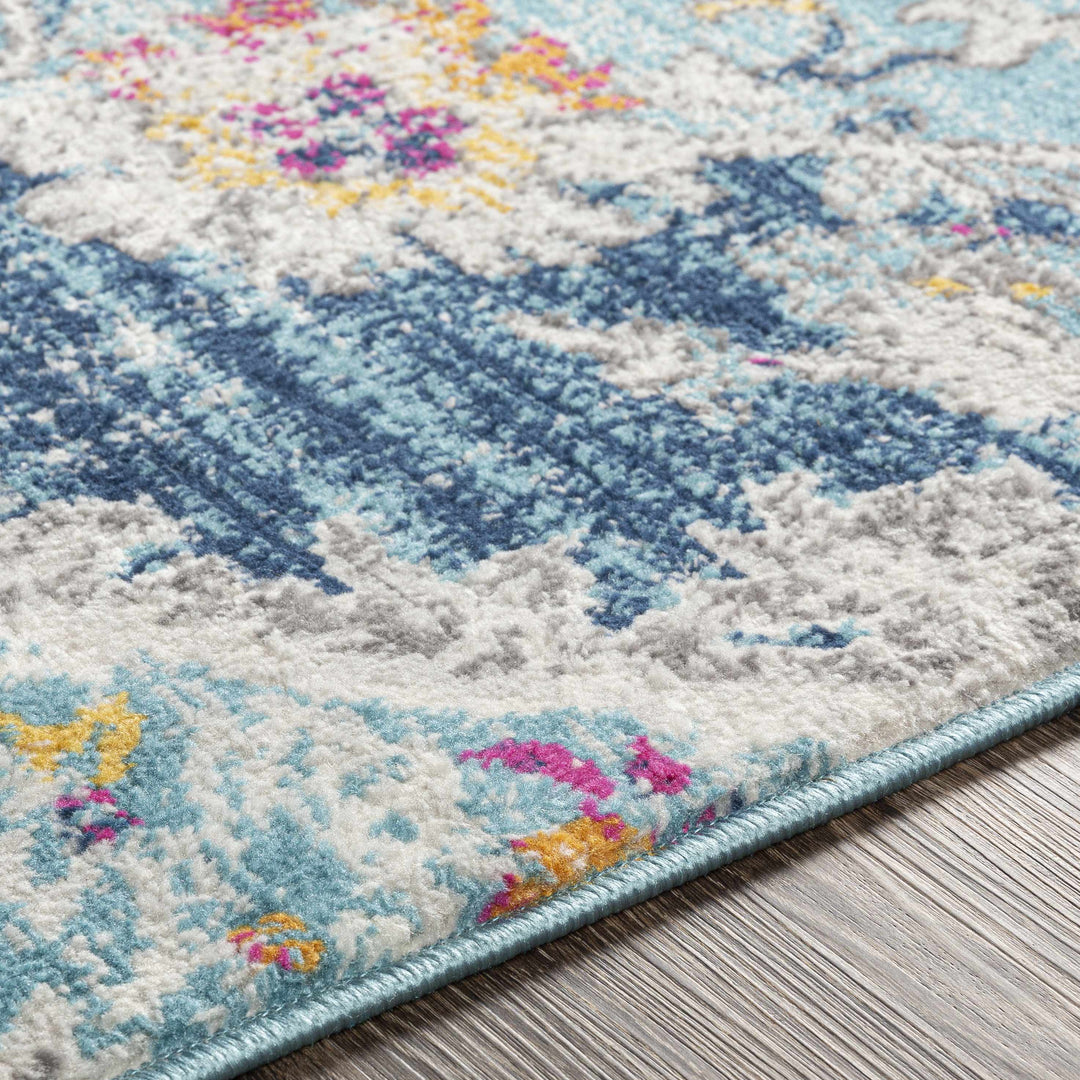 Wallsburg Blue And Ivory Traditional Medallion Design Area Rug