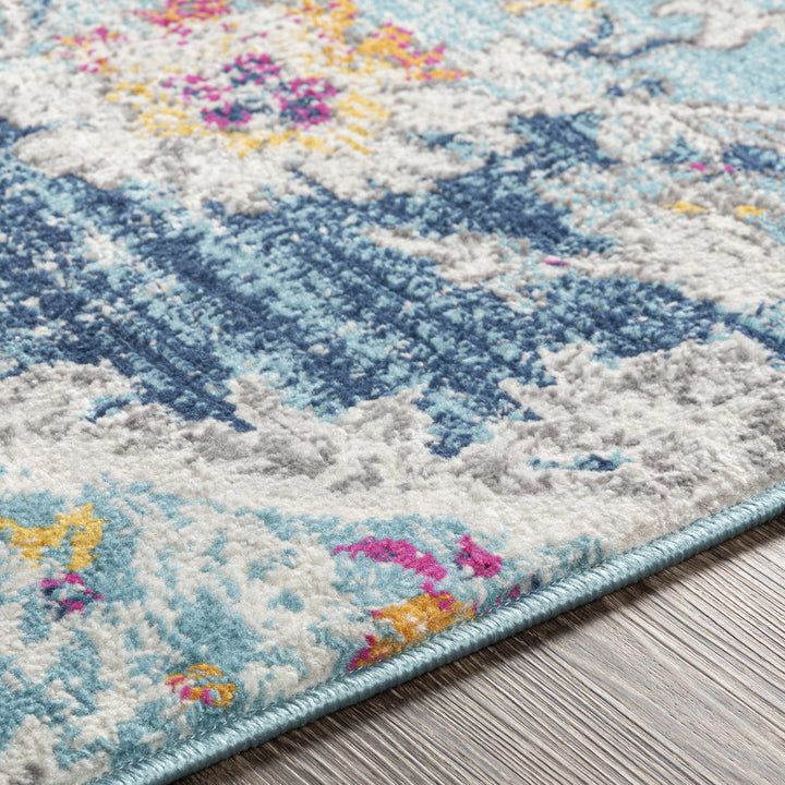 Wallsburg Blue And Ivory Traditional Medallion Design Area Rug
