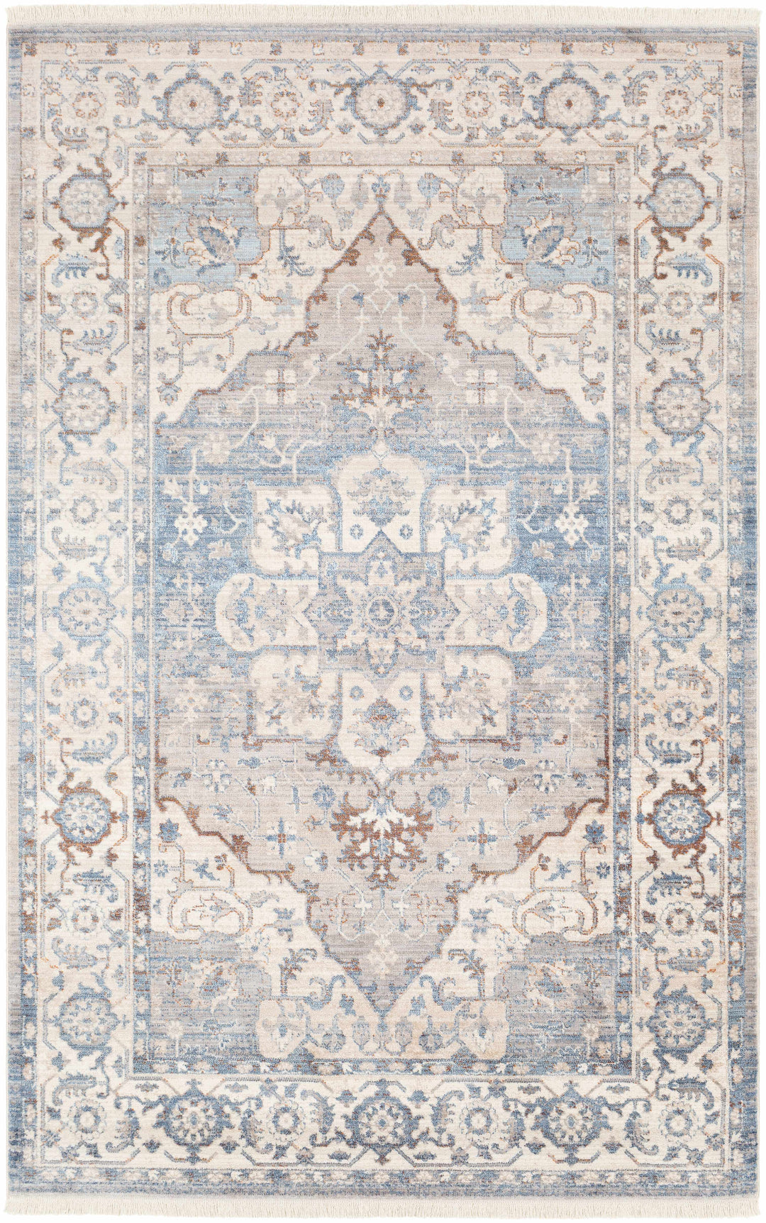 Woodbury Traditional Medallion Blue And Gray Area Rug