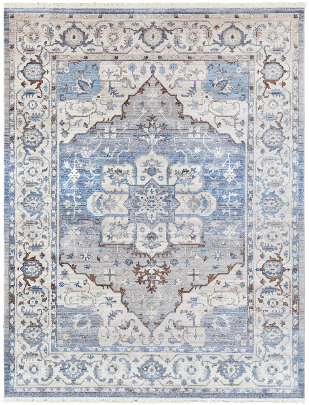 Woodbury Traditional Medallion Blue And Gray Area Rug