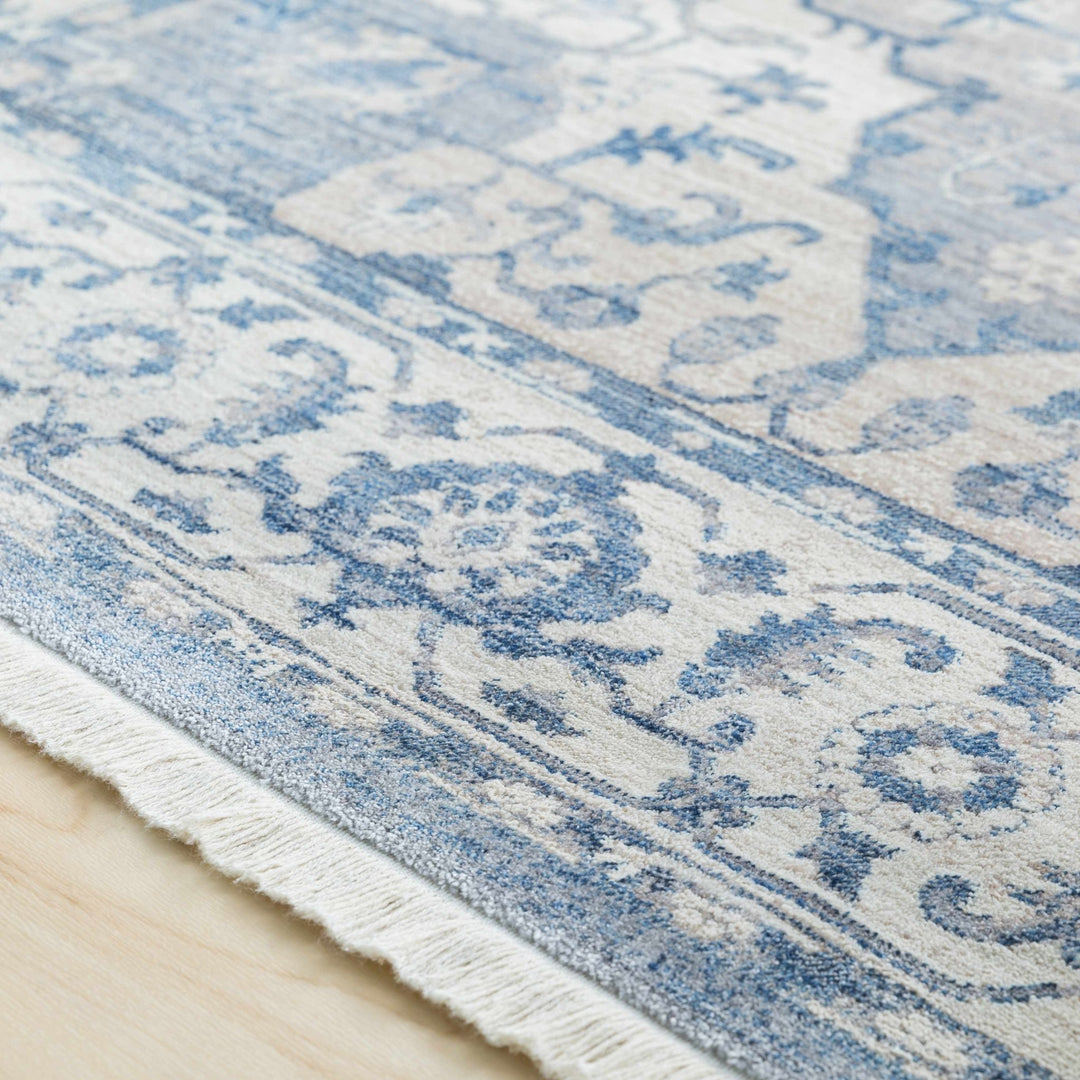 Woodbury Traditional Medallion Blue And Gray Area Rug - The Rug Decor
