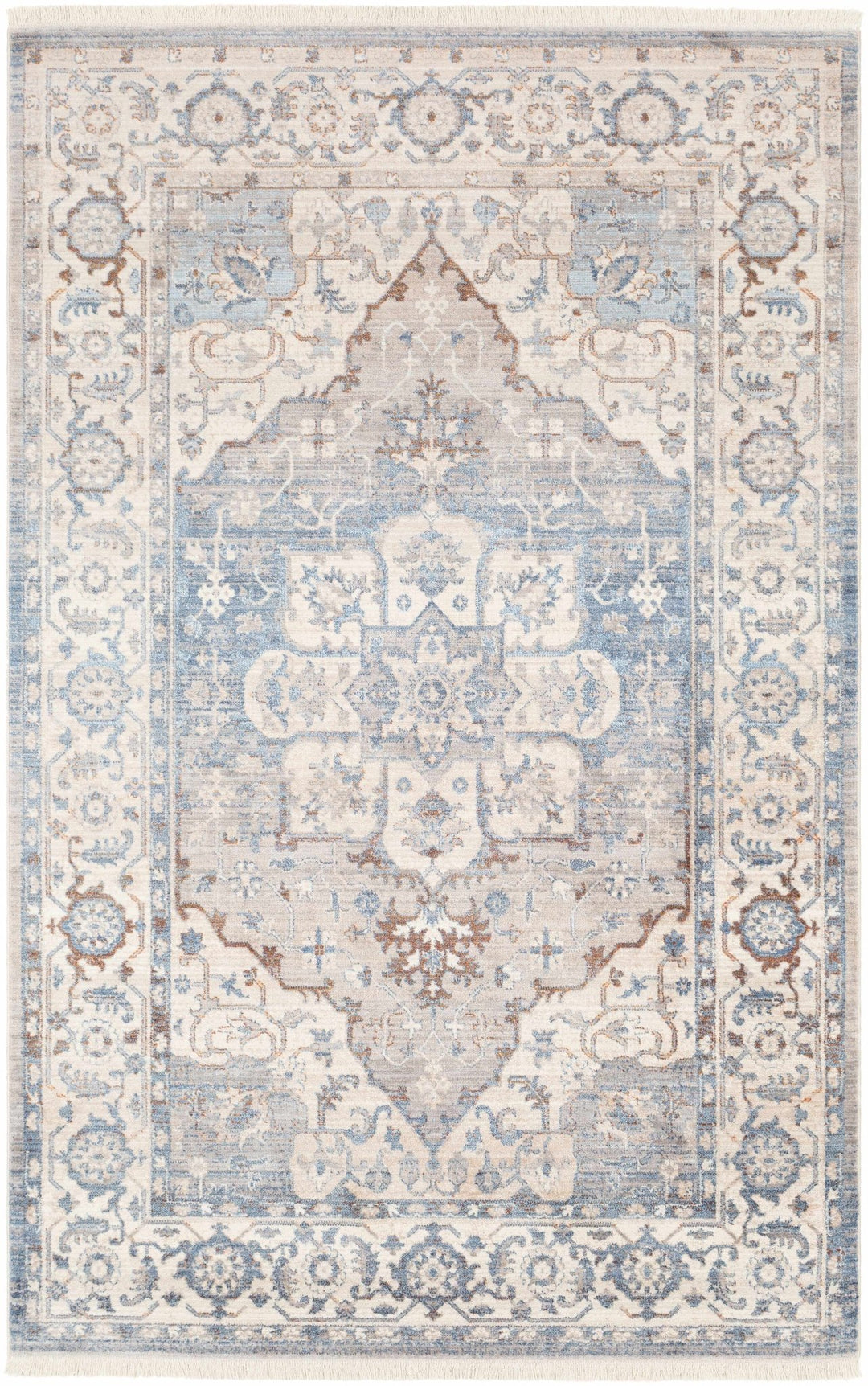 Woodbury Traditional Medallion Blue And Gray Area Rug - The Rug Decor