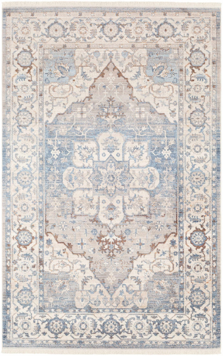 Woodbury Traditional Medallion Blue And Gray Area Rug - The Rug Decor