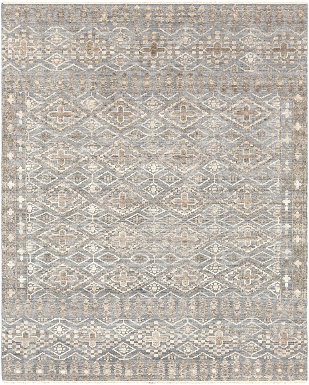 Woodsfield Modern Geometrical Gray And Beige Hand Knotted Area Rug - The Rug Decor