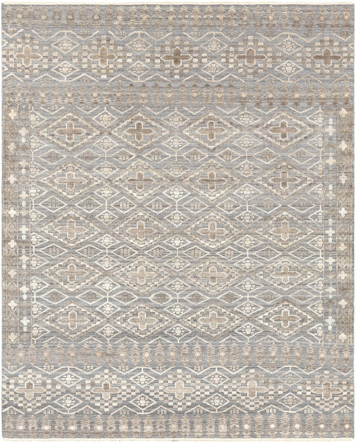 Woodsfield Modern Geometrical Gray And Beige Hand Knotted Area Rug - The Rug Decor