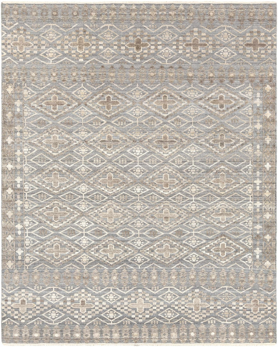 Woodsfield Modern Geometrical Gray And Beige Hand Knotted Area Rug - The Rug Decor