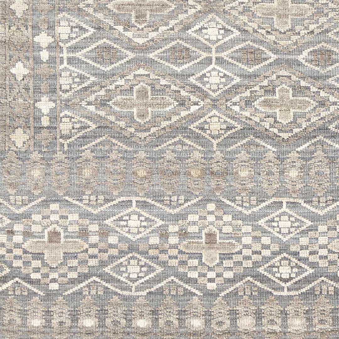 Woodsfield Modern Geometrical Gray And Beige Hand Knotted Area Rug - The Rug Decor