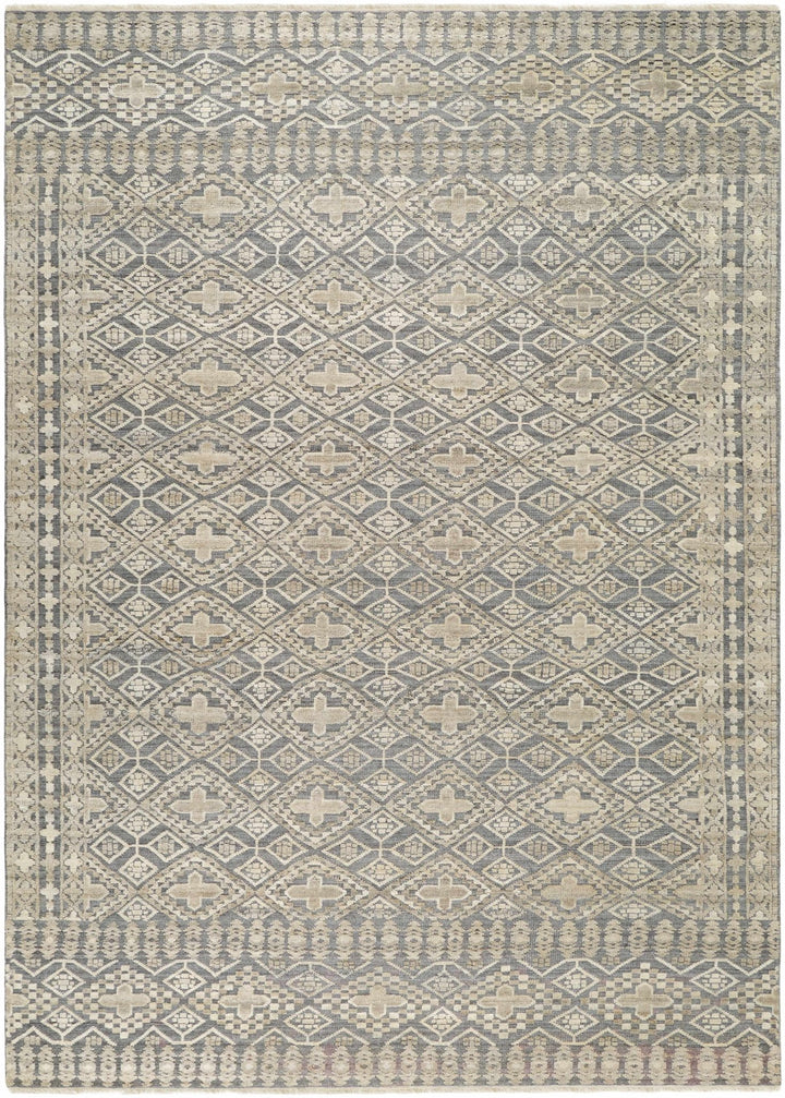 Woodsfield Modern Geometrical Gray And Beige Hand Knotted Area Rug - The Rug Decor