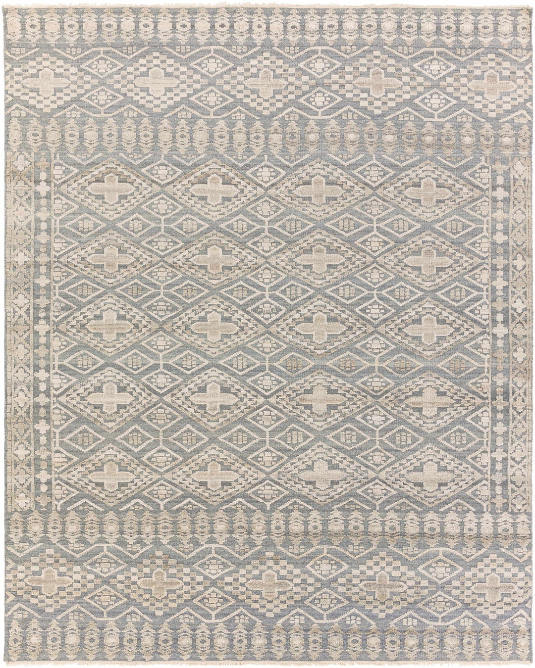 Woodsfield Modern Geometrical Gray And Beige Hand Knotted Area Rug - The Rug Decor