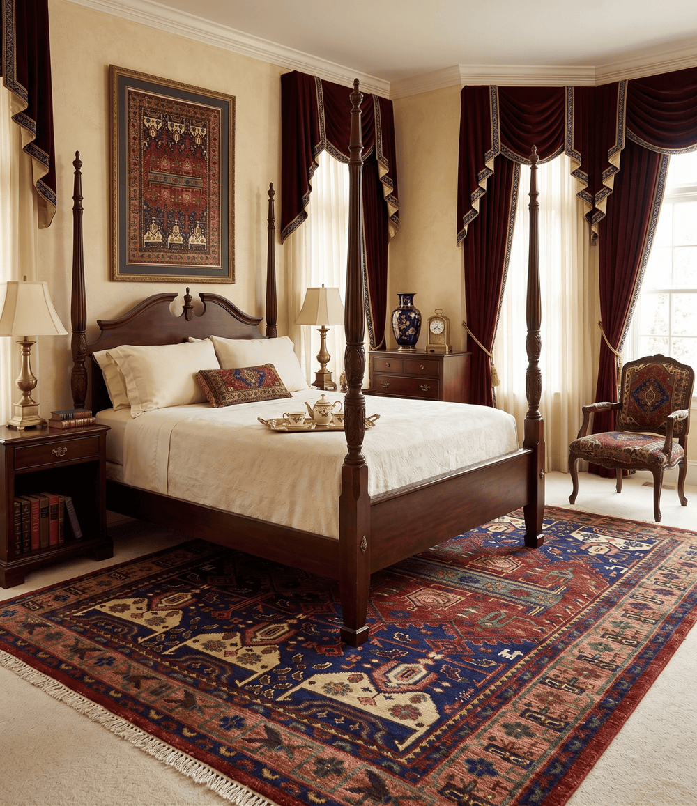 Wool Traditional Antique Style Wool Red and Blue Area Rug - The Rug Decor