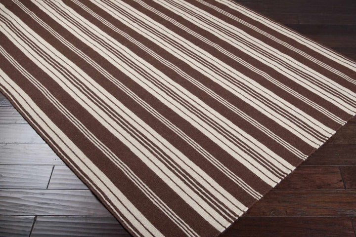 Woosung Hand Woven Modern Striped Pattern Brown And Beige Area Rug - The Rug Decor