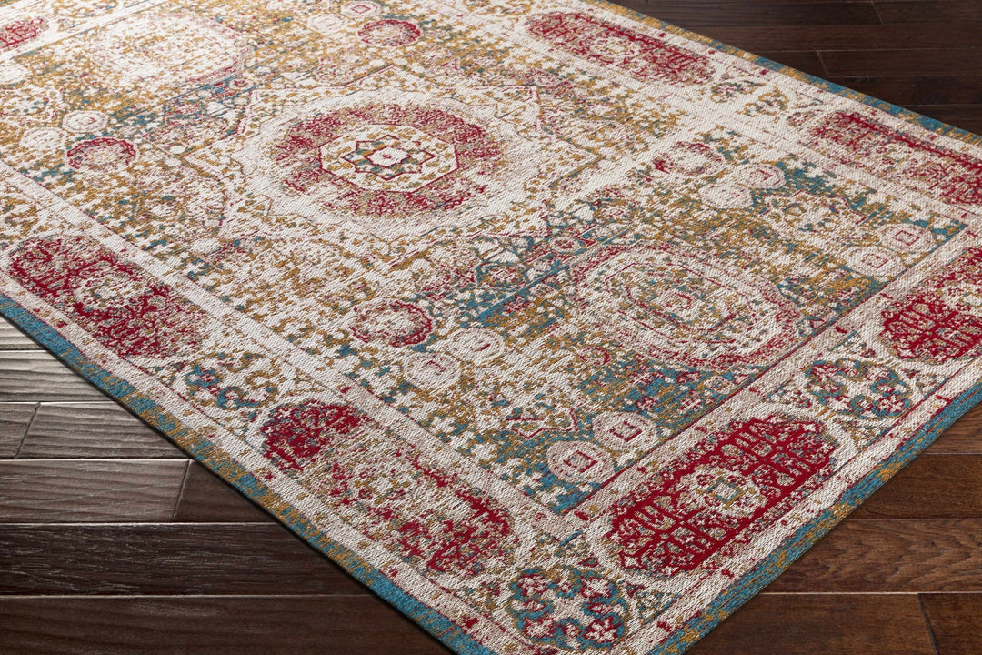 Wrangell Traditional Style Beige And Red Hand Woven Area Rug - The Rug Decor