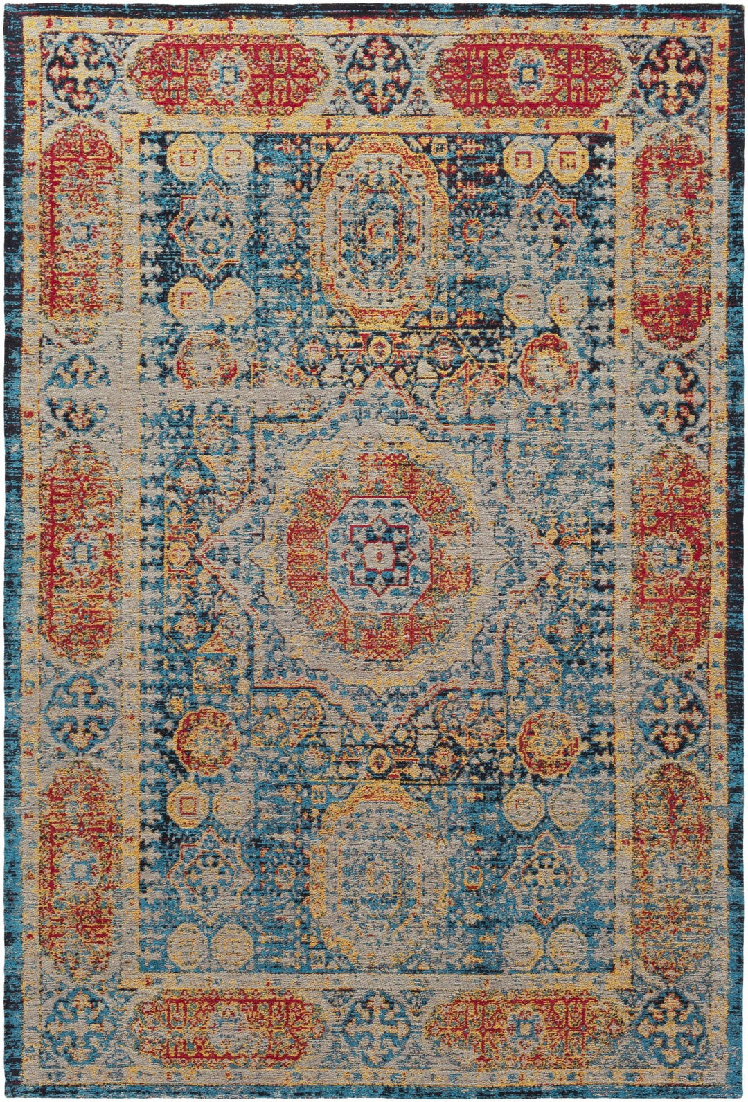 Wrangell Traditional Style Blue & Red Hand Woven Cotton Rug - The Rug Decor