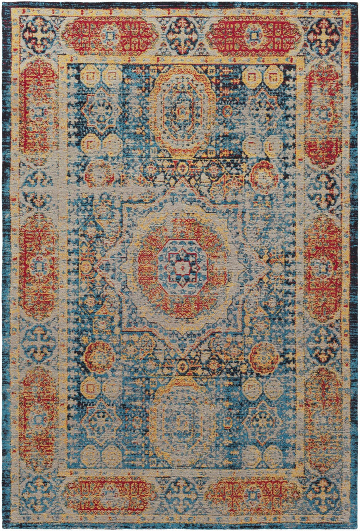 Wrangell Traditional Style Blue & Red Hand Woven Cotton Rug - The Rug Decor