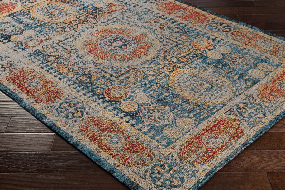 Wrangell Traditional Style Blue & Red Hand Woven Cotton Rug - The Rug Decor