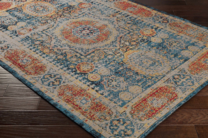 Wrangell Traditional Style Blue & Red Hand Woven Cotton Rug - The Rug Decor