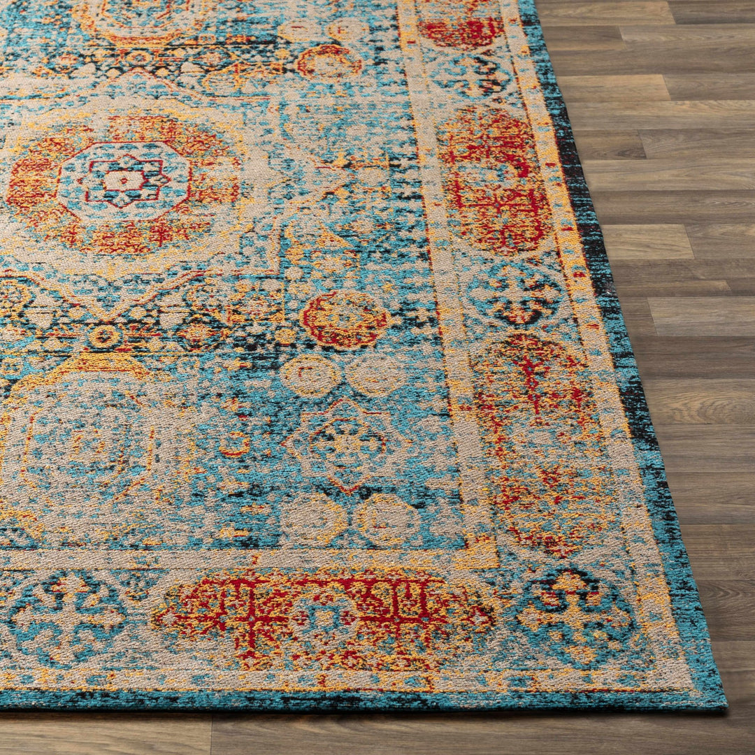 Wrangell Traditional Style Blue & Red Hand Woven Cotton Rug - The Rug Decor