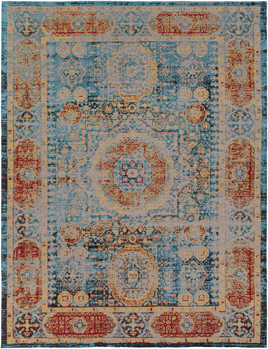 Wrangell Traditional Style Blue & Red Hand Woven Cotton Rug - The Rug Decor