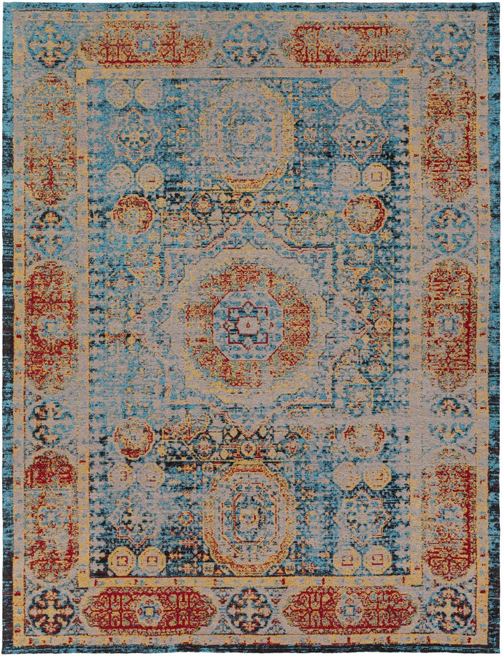 Wrangell Traditional Style Blue & Red Hand Woven Cotton Rug - The Rug Decor