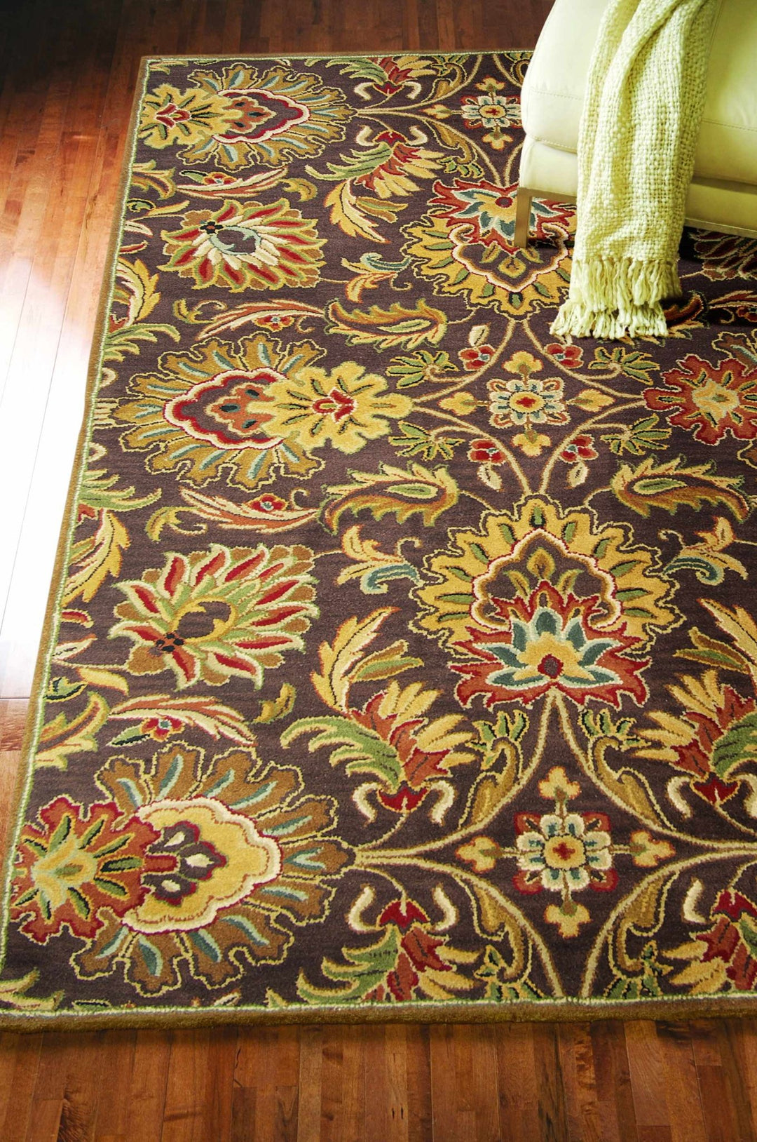 Wrens Traditional Floral Design Hand Tufted Brown Wool Rug - The Rug Decor
