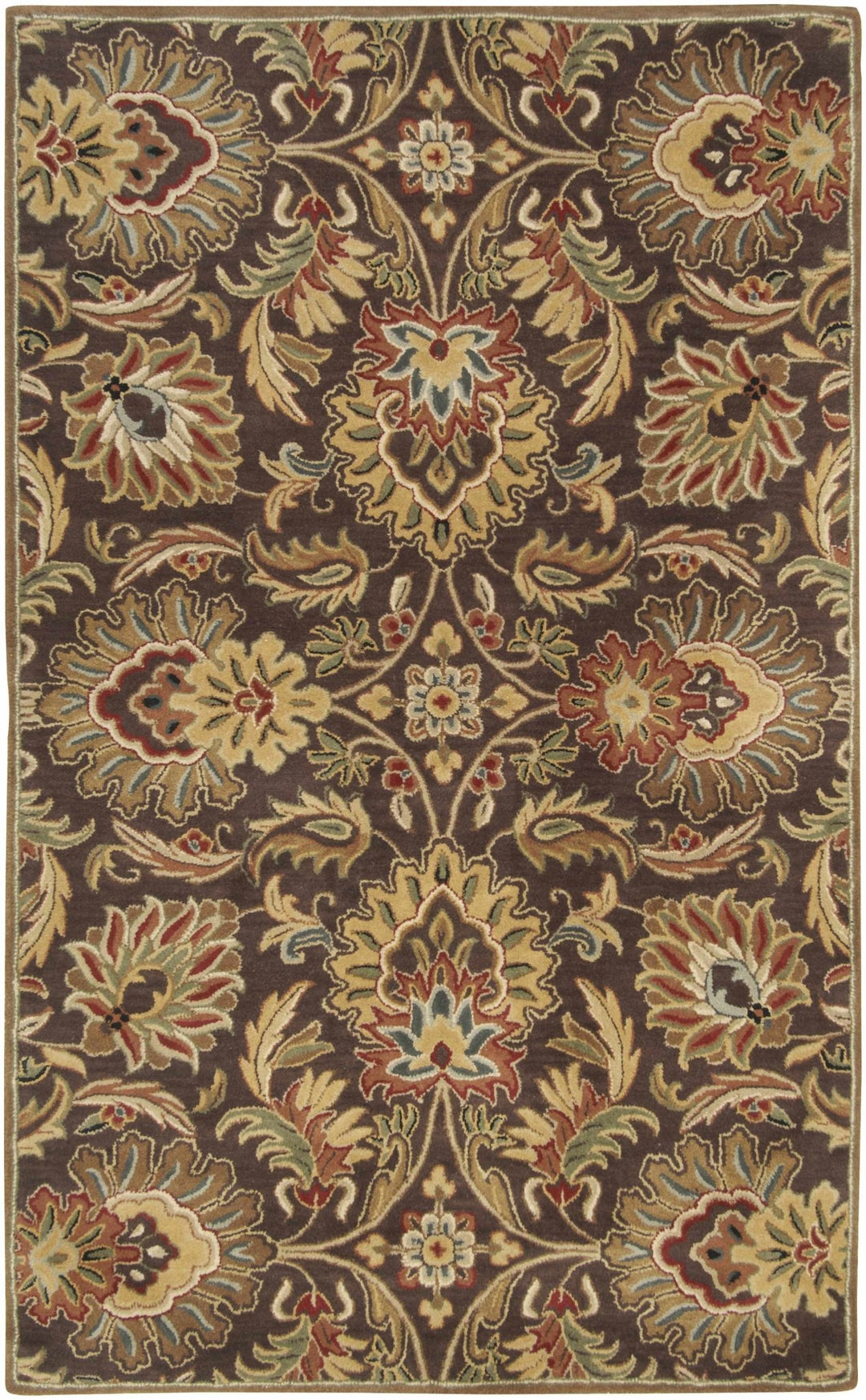 Wrens Traditional Floral Design Hand Tufted Brown Wool Rug - The Rug Decor