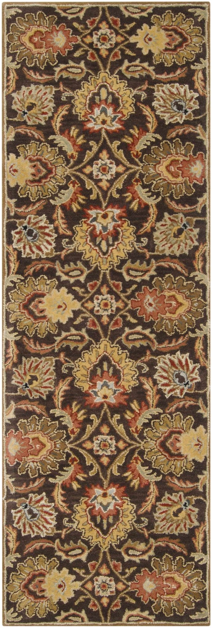 Wrens Traditional Floral Design Hand Tufted Brown Wool Rug - The Rug Decor