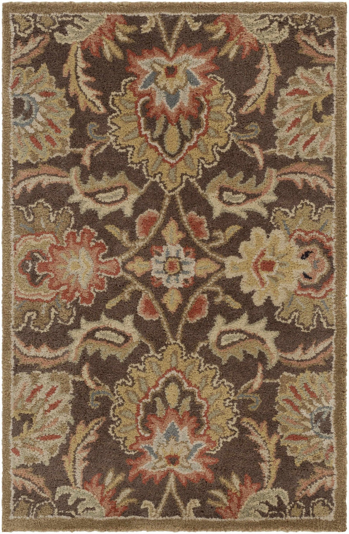 Wrens Traditional Floral Design Hand Tufted Brown Wool Rug - The Rug Decor