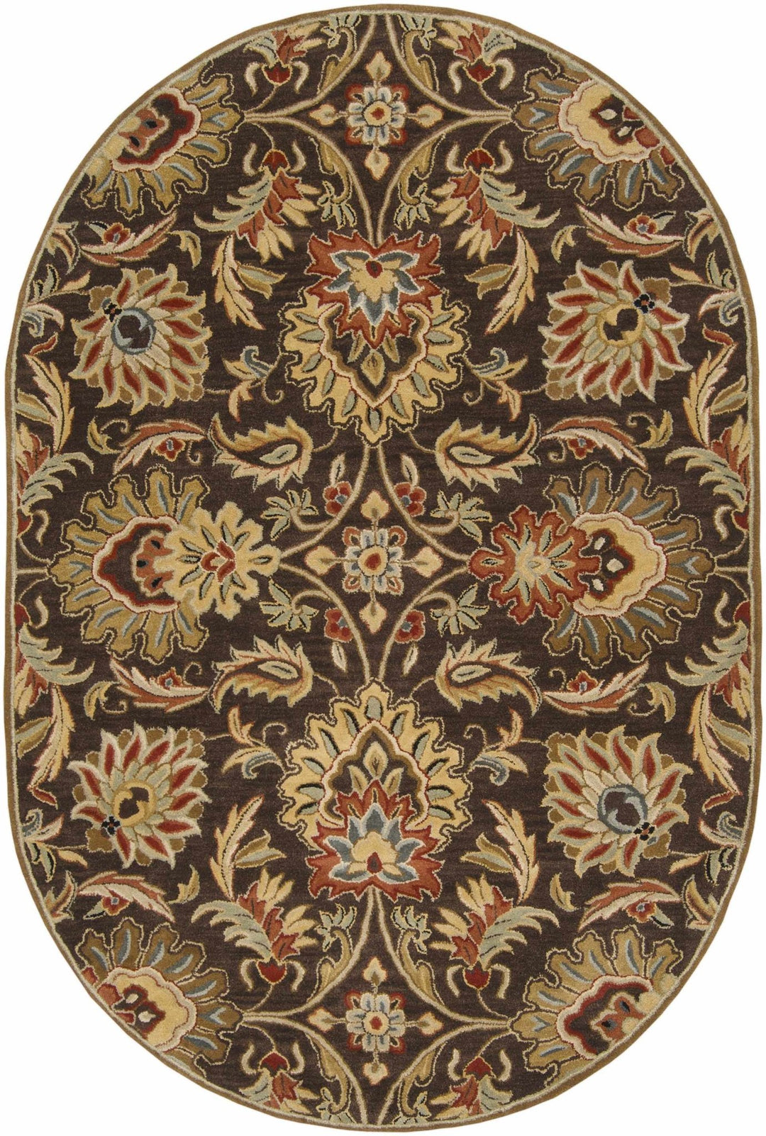 Wrens Traditional Floral Design Hand Tufted Brown Wool Rug - The Rug Decor