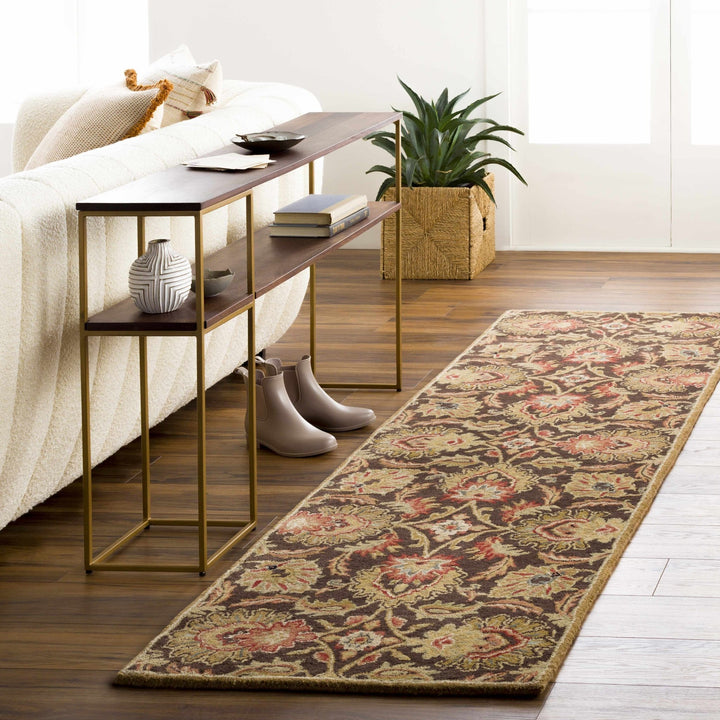 Wrens Traditional Floral Design Hand Tufted Brown Wool Rug - The Rug Decor