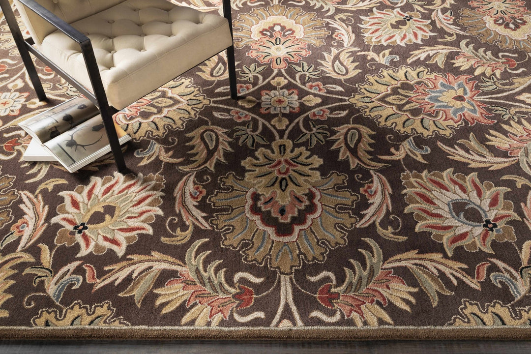 Wrens Traditional Floral Design Hand Tufted Brown Wool Rug - The Rug Decor