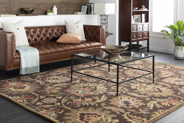 Wrens Traditional Floral Design Hand Tufted Brown Wool Rug - The Rug Decor