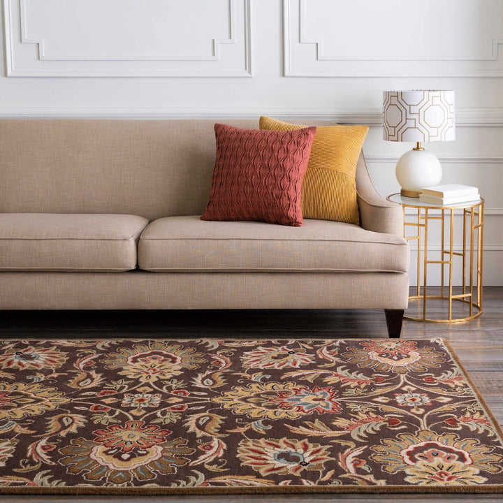 Wrens Traditional Floral Design Hand Tufted Brown Wool Rug - The Rug Decor