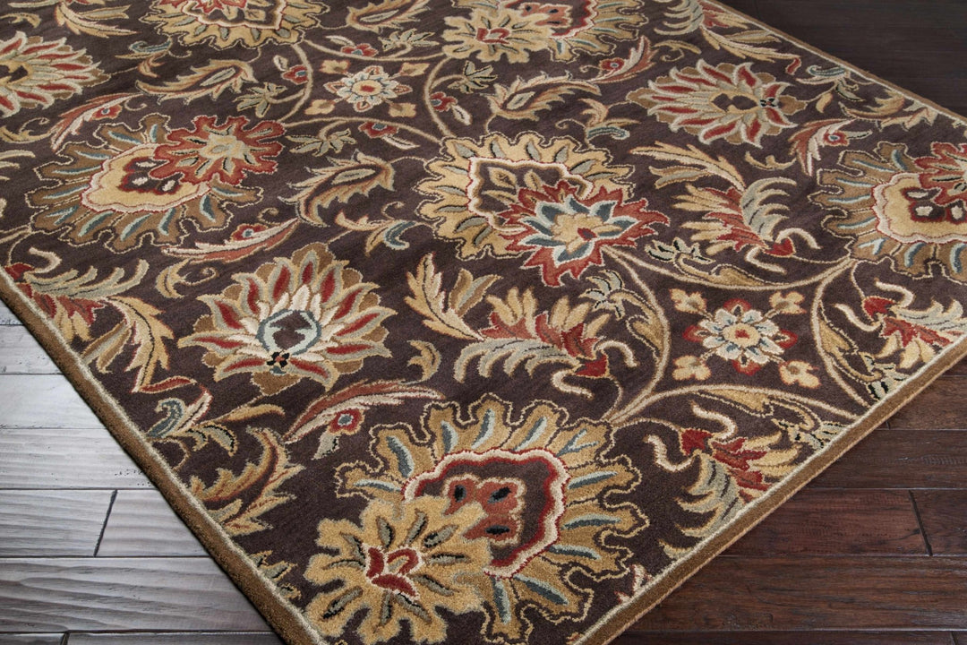 Wrens Traditional Floral Design Hand Tufted Brown Wool Rug - The Rug Decor